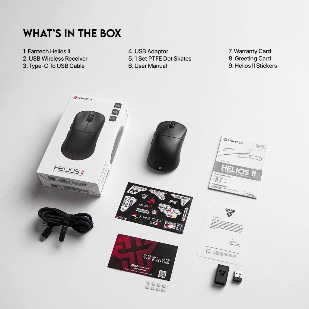 FANTECH Helios II XD3V3 Wireless Gaming Mouse|PixArt 3395 26,000 DPI 1K TTC Gold Switches 6 Programmable Buttons Professional 55g Wired Mouse|Lightweight Mouse, Black