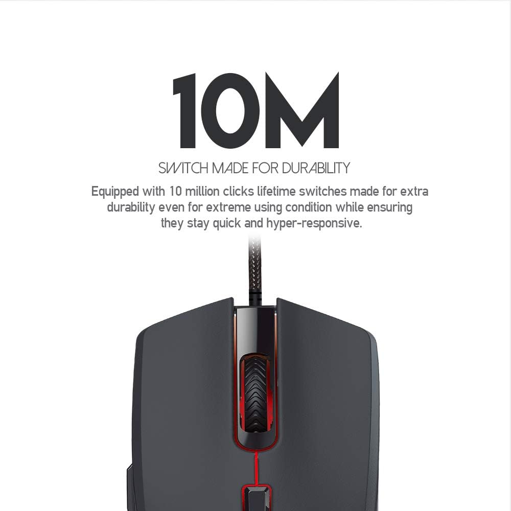 FANTECH CRYPTO VX7 Gaming Mouse  | Optical Sensor 8,000 DPI | 6 Programmable Buttons | 10 Million Clicks Lifetime | SOFTWARE SUPPORT Black