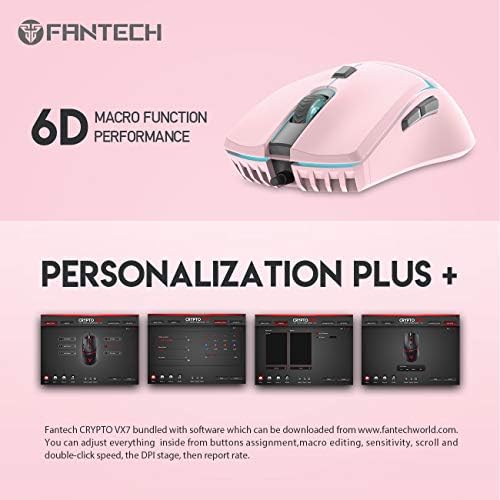Fantech VX6 PHANTOM II Gaming Mouse – Optical Sensor 7,200 DPI (Pink)