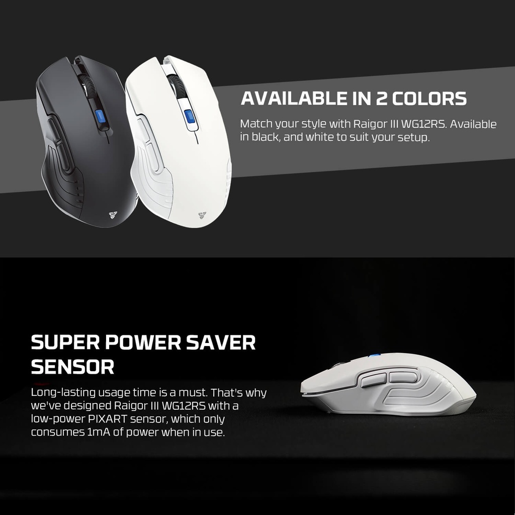 FANTECH RAIGOR IIII WG12RS Wireless 2.4Ghz Gaming Mouse With Rechargeable Battery Black-White
