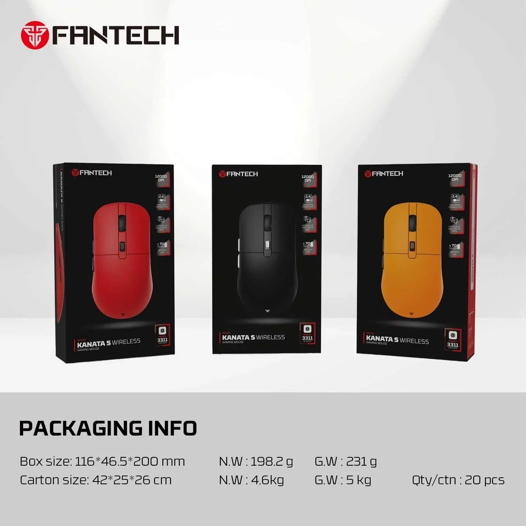 Fantech KANATA S WG9/WG9S | Wireless Gaming Mouse Black-red-yellow