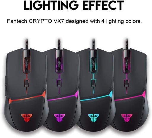 [MO-12-02] FANTECH CRYPTO VX7 Gaming Mouse  | Optical Sensor 8,000 DPI | 6 Programmable Buttons | 10 Million Clicks Lifetime | SOFTWARE SUPPORT Black