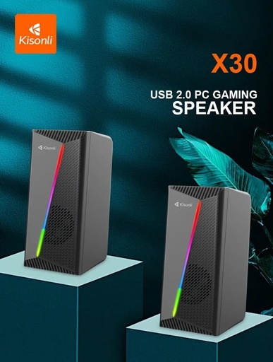[SP-03-11] Kisonle X30 USB Multifunctional PC & Laptop Speakers - RGB, 6W, Black