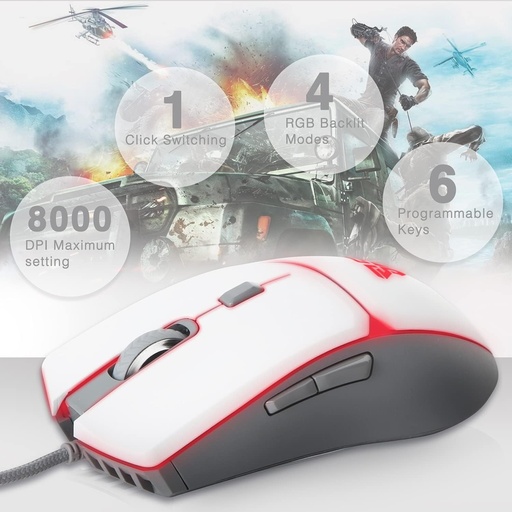 [MO-12-13] FANTECH CRYPTO VX7 Gaming Mouse  | Optical Sensor 8,000 DPI | 6 Programmable Buttons | 10 Million Clicks Lifetime | SOFTWARE SUPPORT White