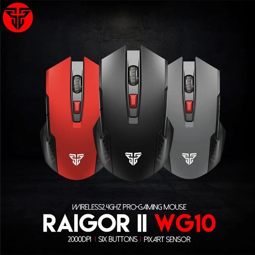 [MO-12-21] Fantech RAIGOR II WG10 WIRELESS 2.4GHZ PRO-GAMING MOUSE in Black-red-Grey