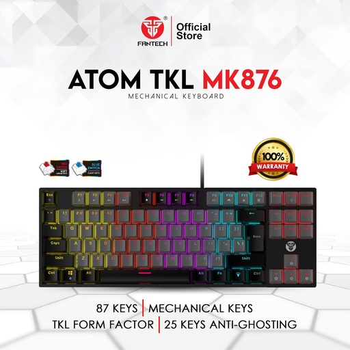 [KB-08-08] FANTECH MK876V2 ATOM87 RGB MECHANICAL KEYBOARD SUMI EDITION - GREY