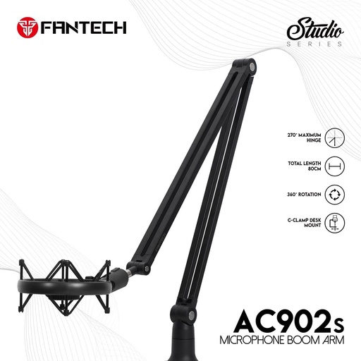 [ACC-14-03] FANTECH AC902s Microphone Stand Boom Arm - Total Length : 80cm - Maximum Weight Hold : 2kg - Desktop Mount : C-clamp