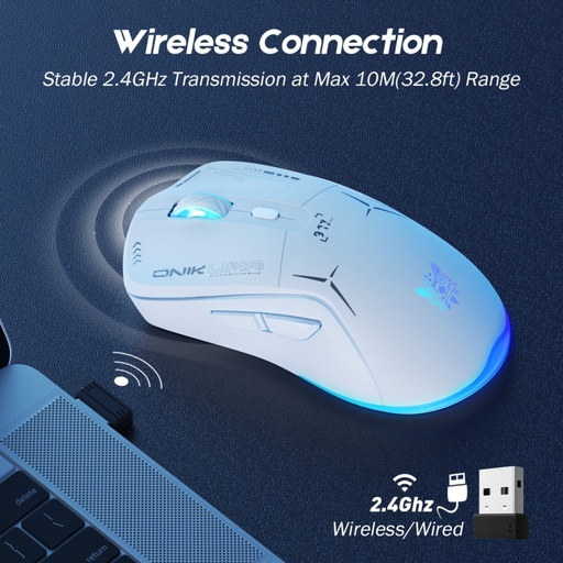 [MO-16-05] ONIKUMA CW917 RGB Dual Mode Wired + 2.4GHz Wireless Mouse | white