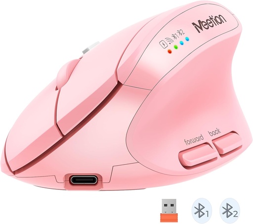 [MO-17-02] Meetion BTM008 Wireless And Bluetooth Ergonomic Mouse pink