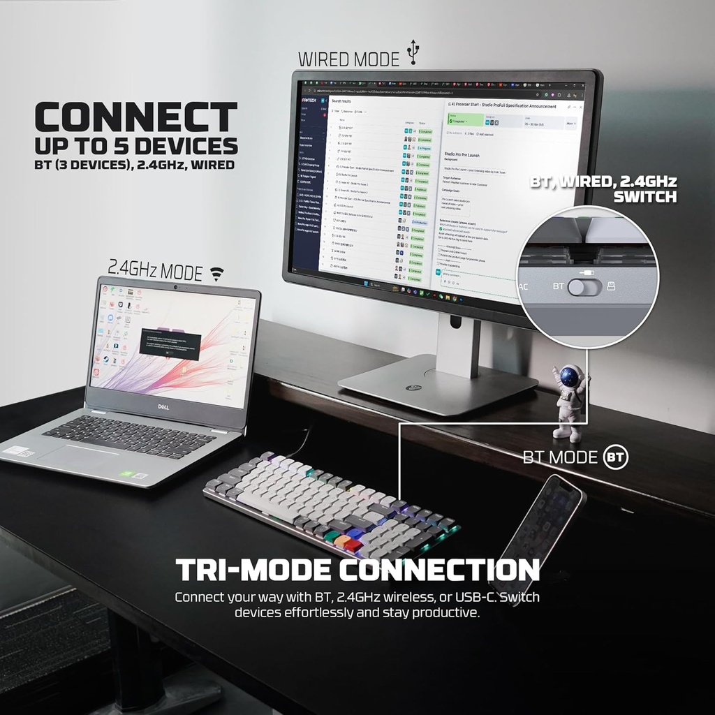 FANTECH SUPER MAXFIT AIR99 MK916 95% LOW PROFILE WIRELESS MECHANICAL KEYBOARD - 3 Connection Mode