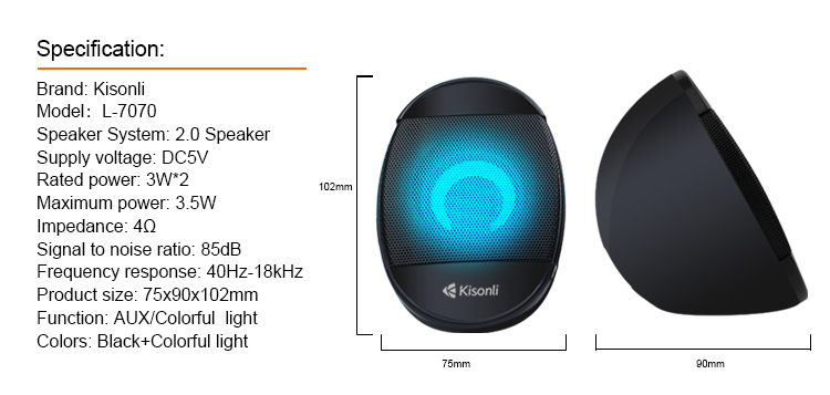 Kisonli L-7070 Speaker USB RGB