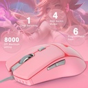 FANTECH CRYPTO VX7 Gaming Mouse  | Optical Sensor 8,000 DPI | 6 Programmable Buttons | 10 Million Clicks Lifetime | SOFTWARE SUPPORT Pink