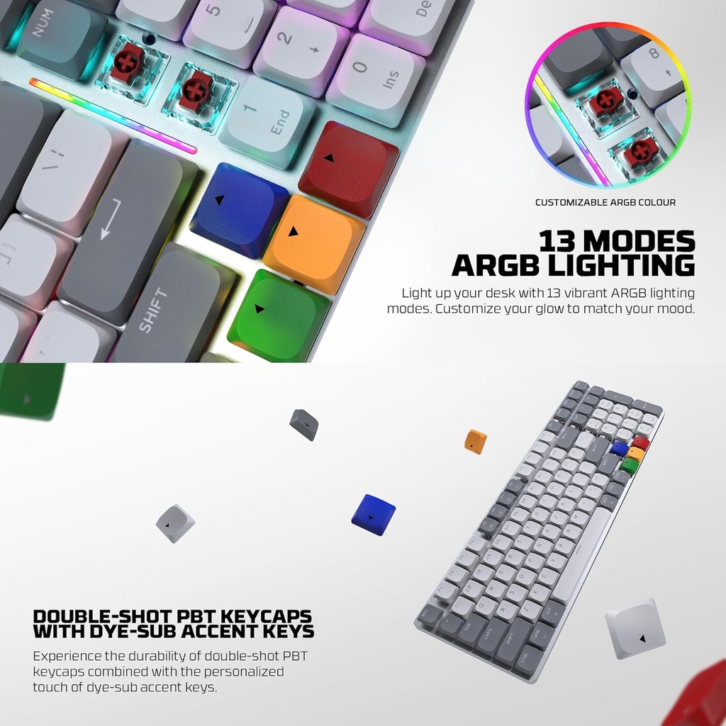 FANTECH SUPER MAXFIT AIR99 MK916 95% LOW PROFILE WIRELESS MECHANICAL KEYBOARD - 3 Connection Mode