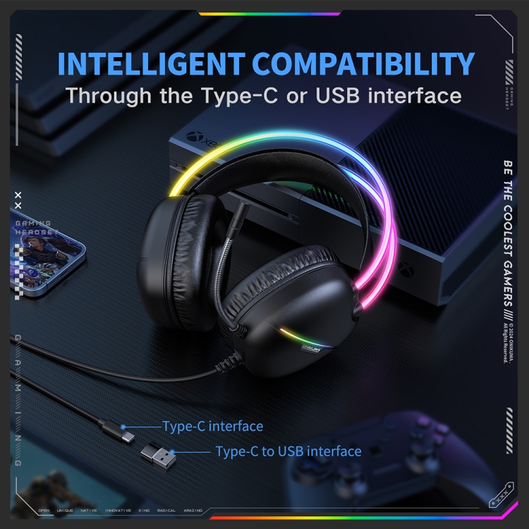ONIKUMA X33 Head-mounted RGB Light E-Sports Gaming Headset, Cable Length: 2m(Black)