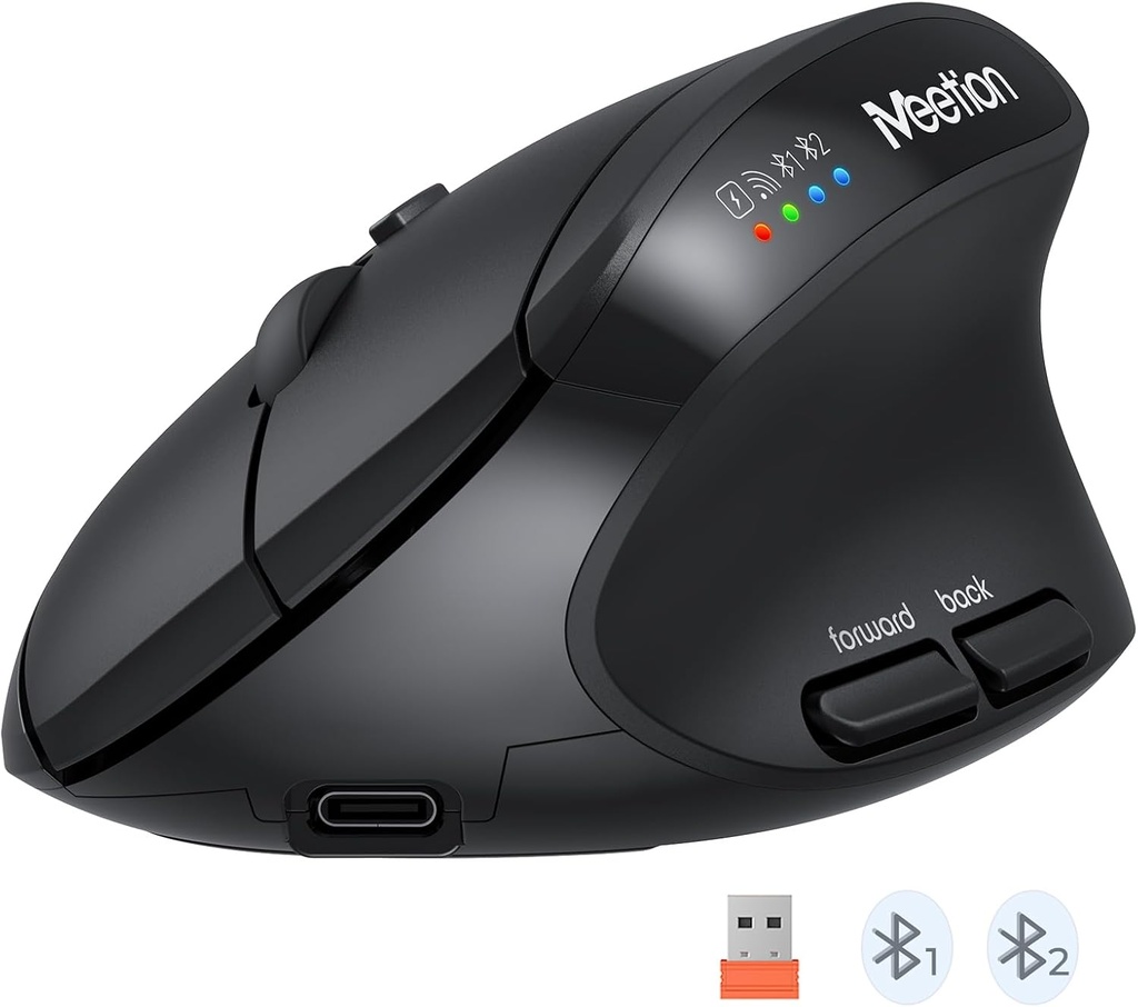 Meetion BTM008 Wireless And Bluetooth Ergonomic Mouse black