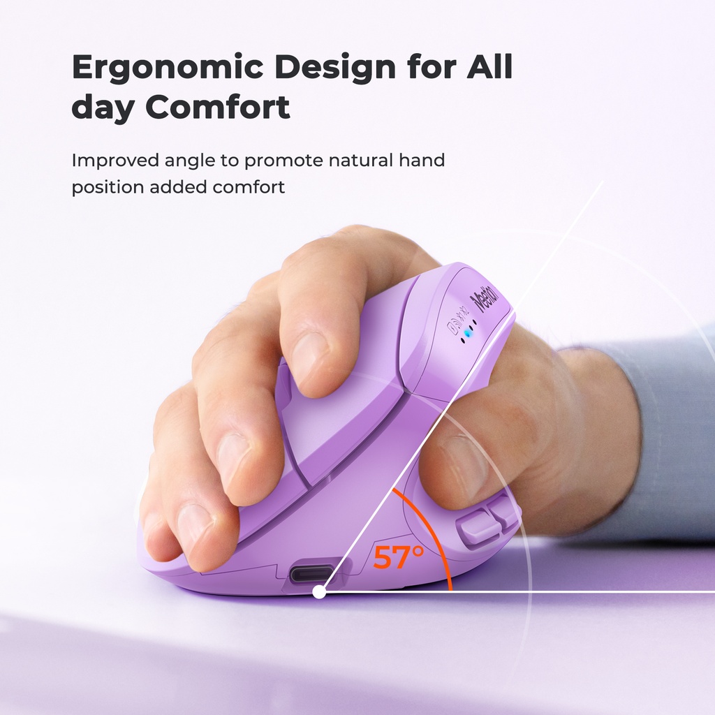Meetion BTM008 Wireless And Bluetooth Ergonomic Mouse purple