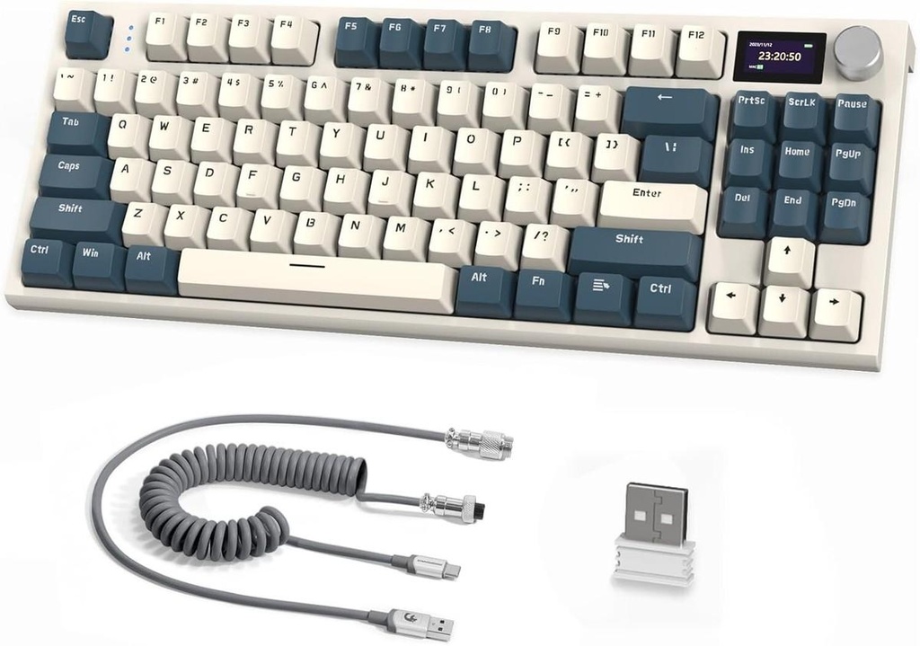 Attack Shark K86 Three mode RGB Display guest -made heat plug -in mechanical keyboard Time machine blue whale