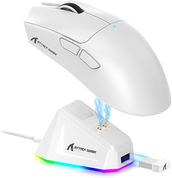 Attack Shark X11 Tri-mode Mouse with RGB Charging Dock white