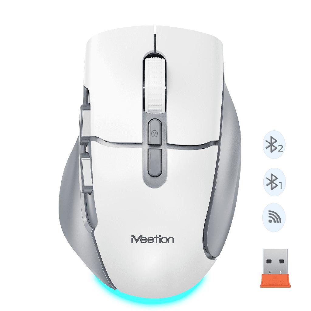 Meetion BTM001 Ergonomic Rechargeable Wireless And Bluetooth Mouse white