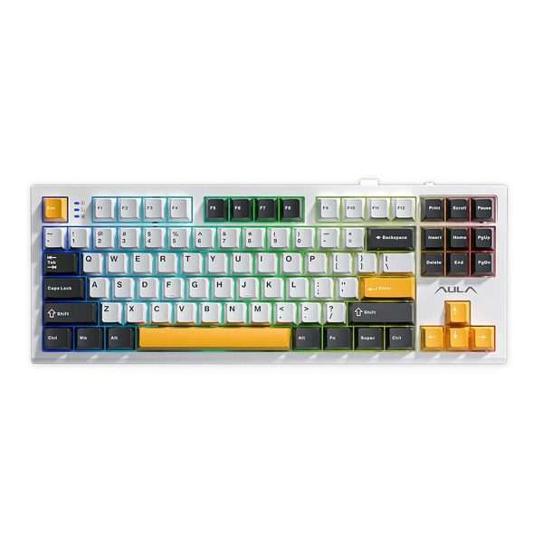 Aula S87 Wireless + Bluetooth HotSwap Mechanical RGB Gaming Keyboard (White)
