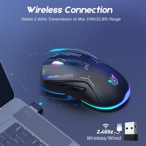 [MO-16-04] ONIKUMA CW917 RGB Dual Mode Wired + 2.4GHz Wireless Mouse | Black