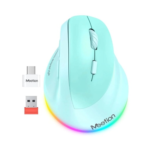 [MO-17-07] MEETION MT-BTM010R Ergonomic Mouse, Wireless Vertical Mouse RGB Blue