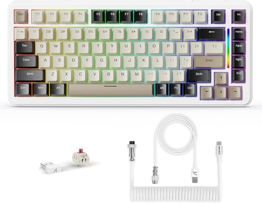 [KB-03-21] Attack Shark M86 Tri-mode RGB Keyboard Cheese white