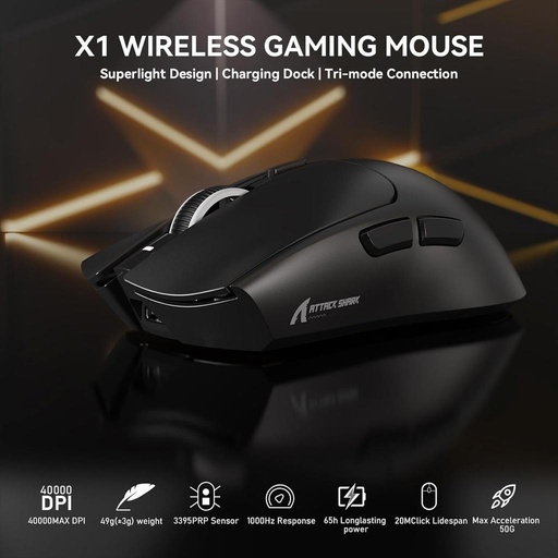 [MO-03-14] Attach Shark X1 Llghtweight 3-Mode Mouse Black