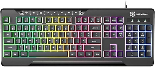 [KB-02-06] ONIKUMA G32 Gaming Keyboard, RGB Backlit, Mechanical Feel, Multimedia Keys, Anti-Ghosting, Black