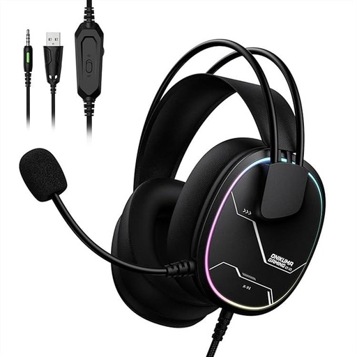 [HP-02-09] Onikuma X91 RGB Wired Over-Ear Gaming Headset Black