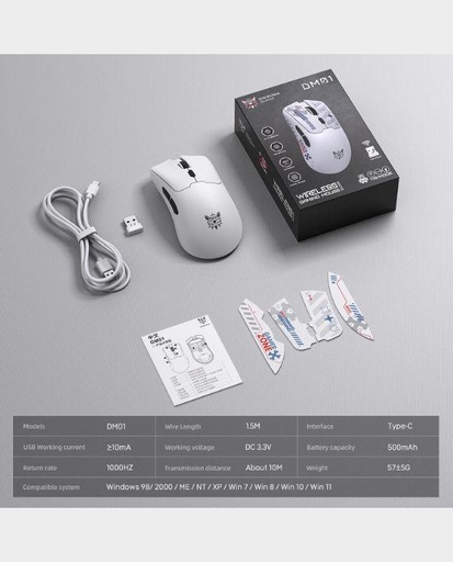 [MO-02-08] ONIKUMA DM01 12800DPI 2.4GHz + BT + Wired Tri-mode Gaming Mouse(white)